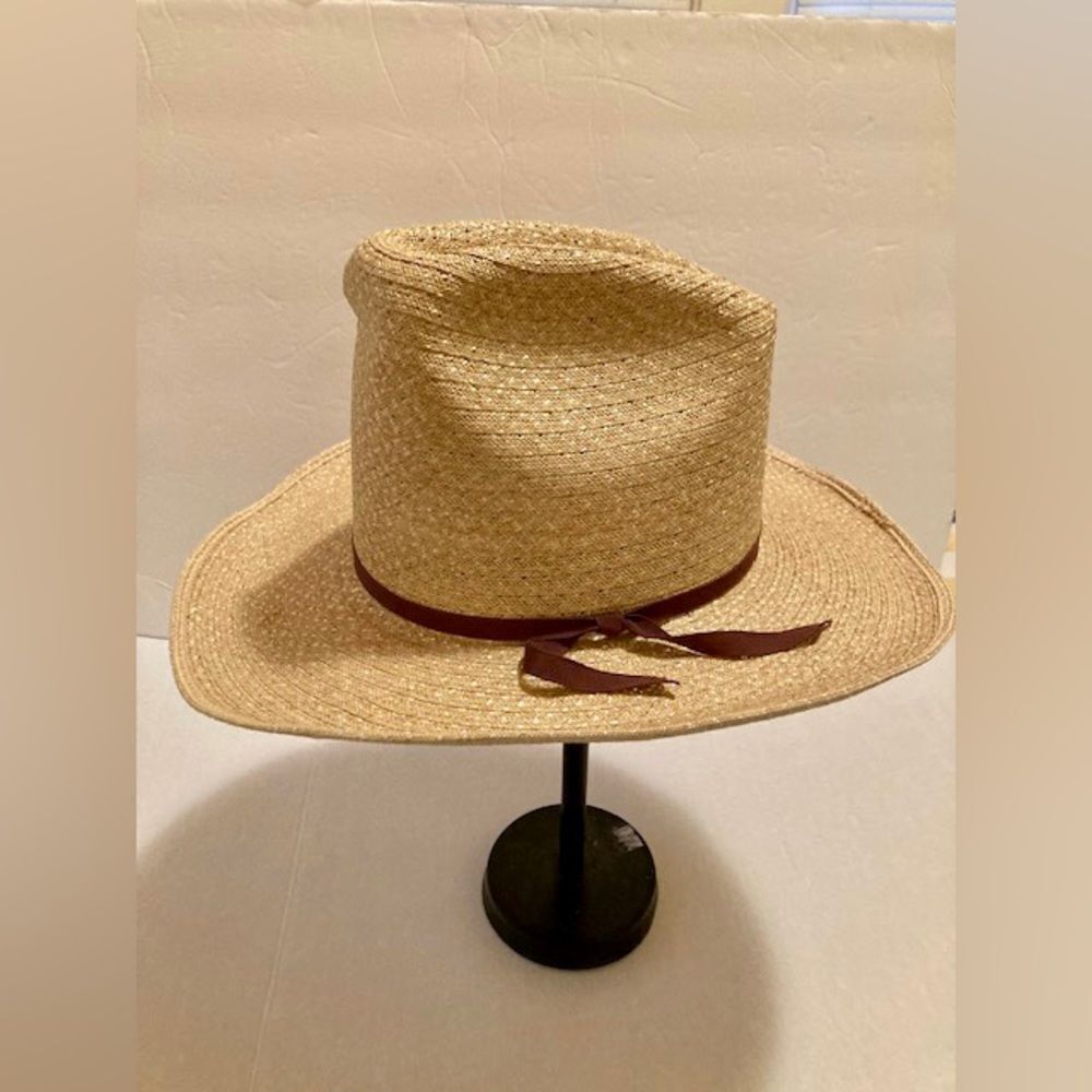 Vintage Children’s Wide-Brimmed Tan Cowboy Hat, Made in USA 20” or 6 3/4
